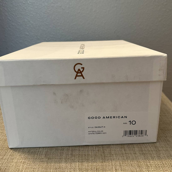 Good American Women's White Terry High Heel Slide Sandals Size 10 New In Box - Picture 11 of 11